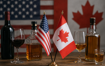 Bandeiras e bebidas EUA e Canadá
