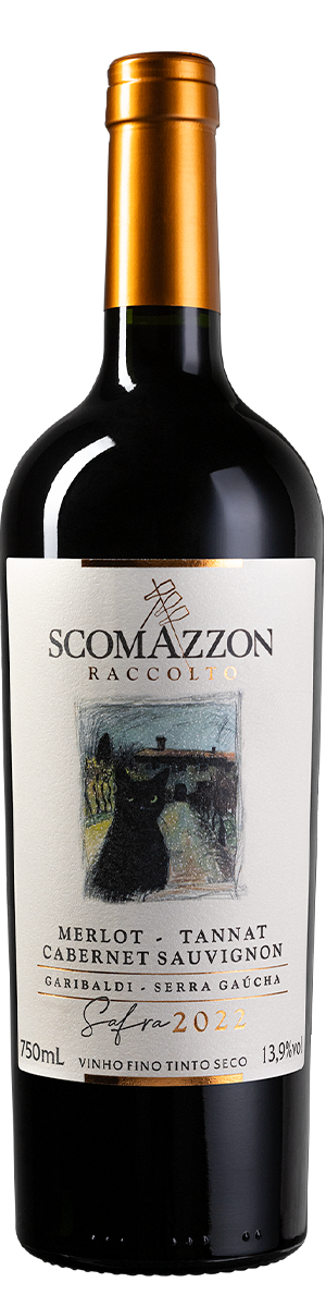 Rótulo Scomazzon Raccolto Merlot Tannat Cabernet Sauvignon