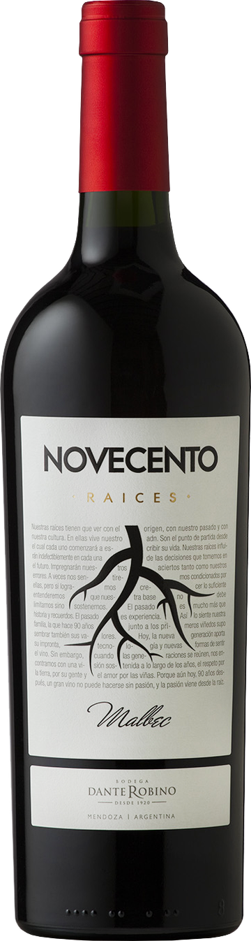 Rótulo Novecento Raices Malbec