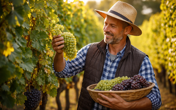 Produtor de uvas feliz