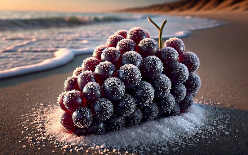 Técnica ancestral de submersão de uvas no mar é inspirado em práticas romanas - Criado pelo Dall-E