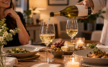 vinho em branco em jantar