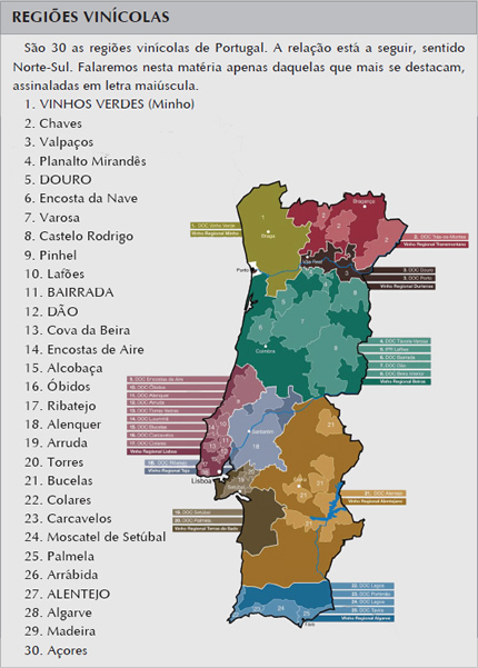 Portugal, vinho do mapa - o mapa Vitivinícola de Portugal (Europa do Sul -  Europa)